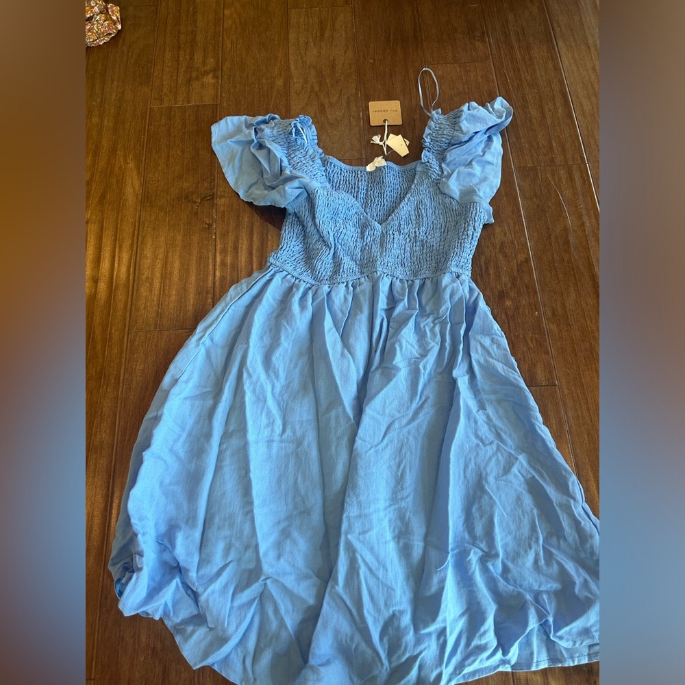 Blu Pepper Textured Blue dress